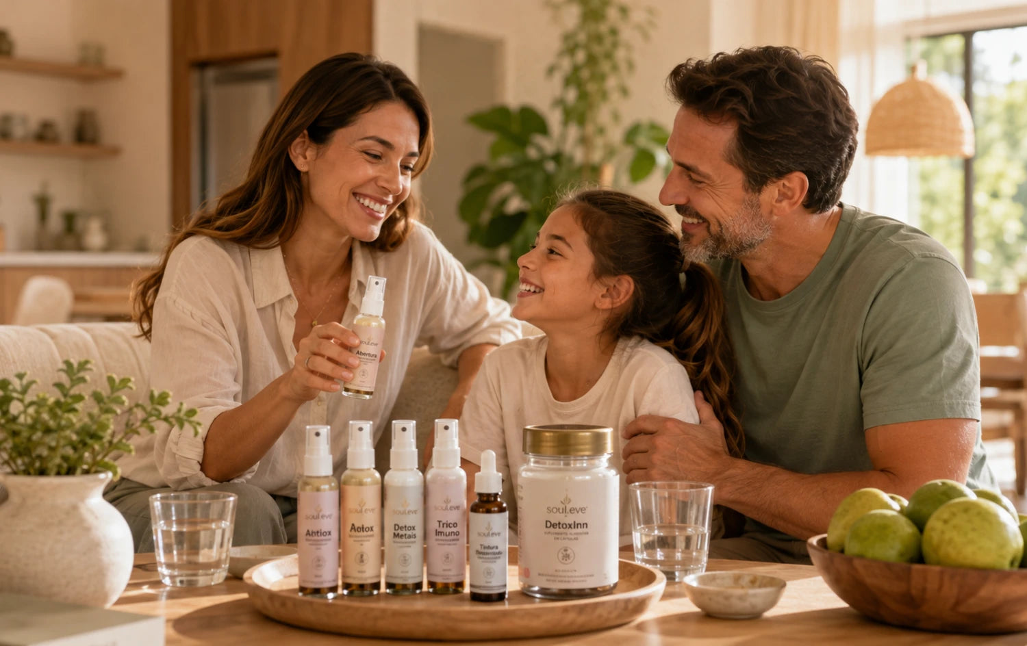 Família conhecendo produtos Soul.eve